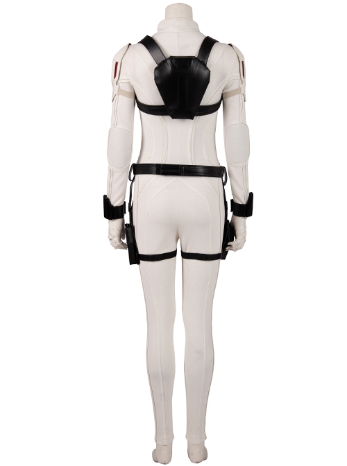 Black Widow Natasha Romanoff White Battle Suit Halloween Cosplay Costume White Bodysuit