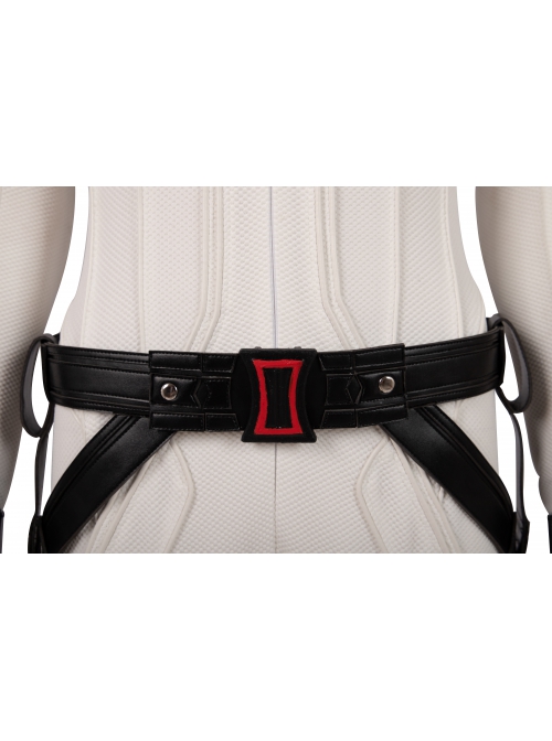 Black Widow Natasha Romanoff White Battle Suit Halloween Cosplay Accessories Black Belt And Back Strap Components