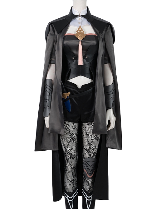Game Fire Emblem Three Houses Female Leading Role Byleth Black Battle Suit Halloween Cosplay Costume Black Cloak