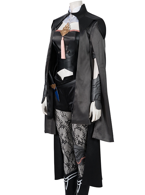 Game Fire Emblem Three Houses Female Leading Role Byleth Black Battle Suit Halloween Cosplay Costume Black Cloak