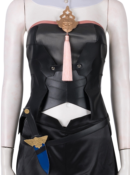 Game Fire Emblem Three Houses Female Leading Role Byleth Black Battle Suit Halloween Cosplay Costume Black Tube Top