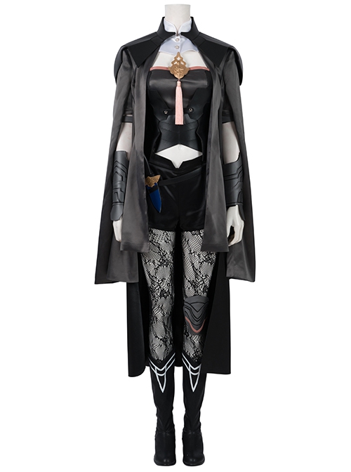 Game Fire Emblem Three Houses Female Leading Role Byleth Black Battle Suit Halloween Cosplay Accessories Knee Wrist And Elbow Guards