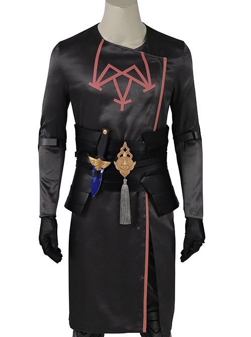 Game Fire Emblem Three Houses Male Leading Role Byleth Black Battle Suit Halloween Cosplay Costume Black Top