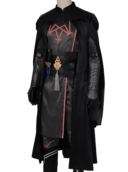 Game Fire Emblem Three Houses Male Leading Role Byleth Black Battle Suit Halloween Cosplay Costume Black Cloak