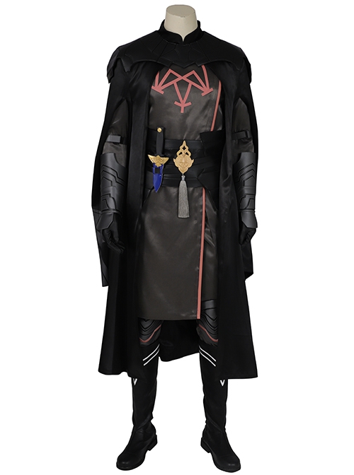 Game Fire Emblem Three Houses Male Leading Role Byleth Black Battle Suit Halloween Cosplay Costume Black Cloak