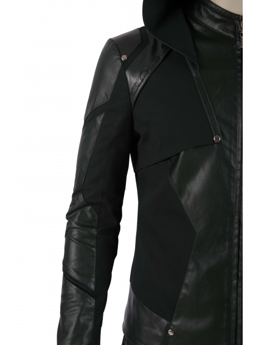 Arrow Season 8 Green Arrow Oliver Queen Battle Suit Halloween Cosplay Costume Green Hooded Top
