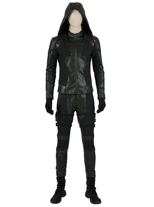 Arrow Season 8 Green Arrow Oliver Queen Battle Suit Halloween Cosplay Costume Green Trousers