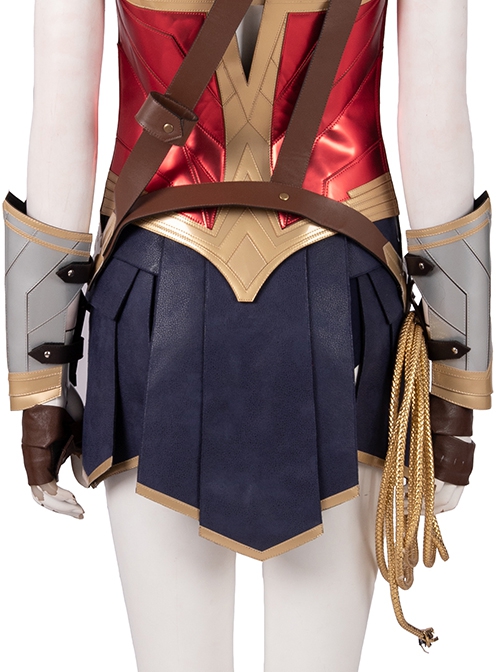 Wonder Woman 1984 Diana Prince Black Cloak Suit Halloween Cosplay Costume Blue Skirt