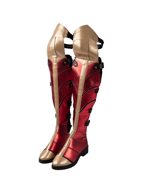 Wonder Woman 1984 Diana Prince Black Cloak Suit Halloween Cosplay Accessories Red-Golden Boots