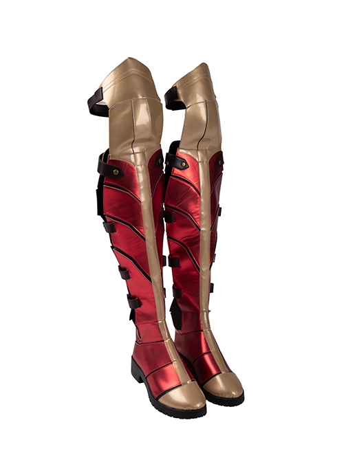 Wonder Woman 1984 Diana Prince Black Cloak Suit Halloween Cosplay Accessories Red-Golden Boots