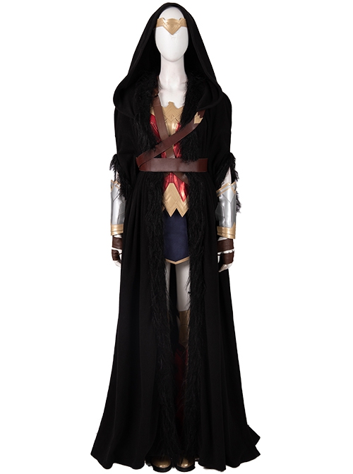 Wonder Woman 1984 Diana Prince Black Cloak Suit Halloween Cosplay Costume Black Cloak
