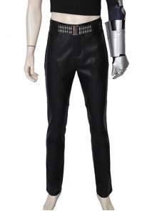 Game Cyberpunk 2077 Johnny Silverhand Keanu Reeves Halloween Cosplay Costume Black Leather Trousers