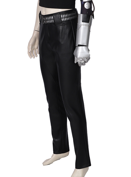 Game Cyberpunk 2077 Johnny Silverhand Keanu Reeves Halloween Cosplay Costume Black Leather Trousers
