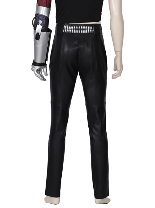 Game Cyberpunk 2077 Johnny Silverhand Keanu Reeves Halloween Cosplay Costume Black Leather Trousers