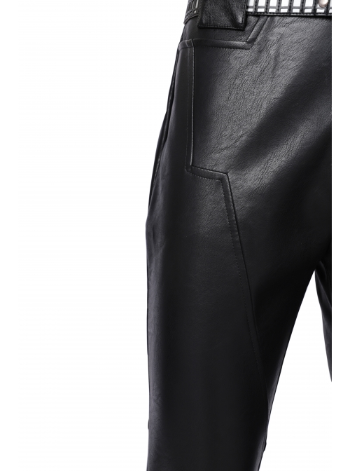 Game Cyberpunk 2077 Johnny Silverhand Keanu Reeves Halloween Cosplay Costume Black Leather Trousers
