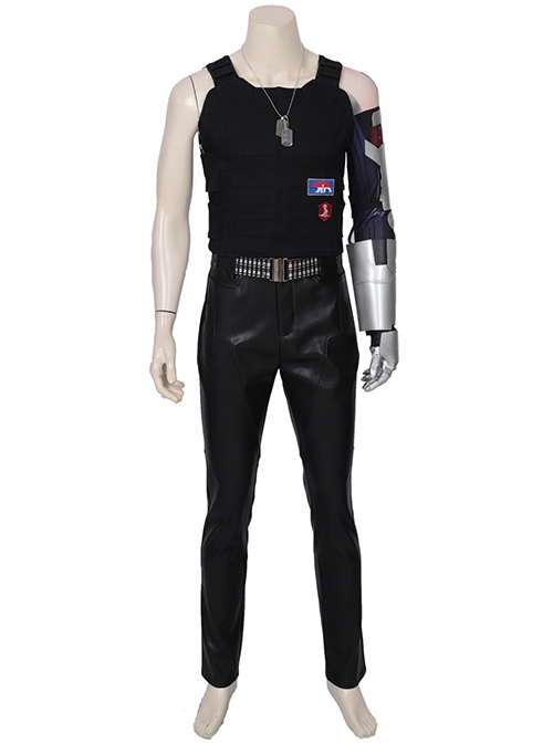 Game Cyberpunk 2077 Johnny Silverhand Keanu Reeves Halloween Cosplay Costume Black Vest