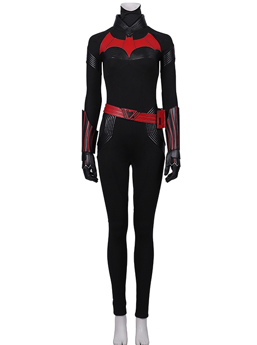 TV Drama Batwoman 2019 Kate Kane Black Battle Suit Halloween Cosplay Costume Black Bodysuit And Scarf