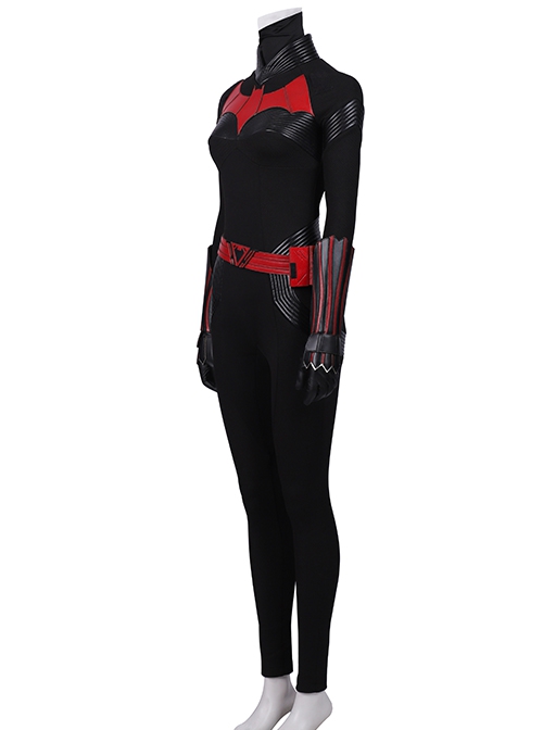 TV Drama Batwoman 2019 Kate Kane Black Battle Suit Halloween Cosplay Costume Black Bodysuit And Scarf