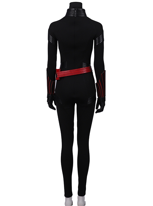 TV Drama Batwoman 2019 Kate Kane Black Battle Suit Halloween Cosplay Costume Black Bodysuit And Scarf