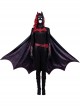 TV Drama Batwoman 2019 Kate Kane Black Battle Suit Halloween Cosplay Costume Black Cloak