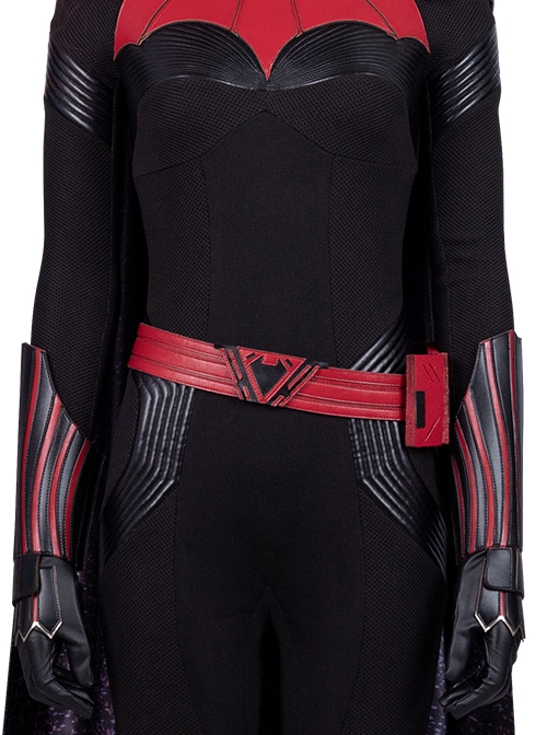 TV Drama Batwoman 2019 Kate Kane Black Battle Suit Halloween Cosplay Accessories Red Waistband