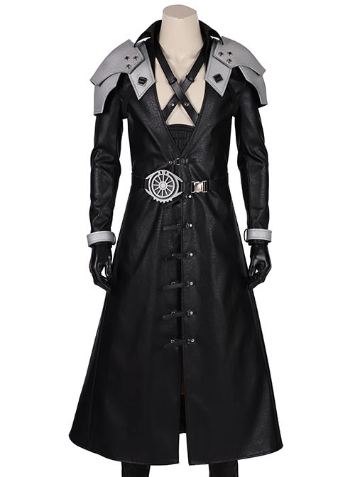 Final Fantasy VII Remake Sephiroth Black Windbreaker Suit Halloween Cosplay Costume Windbreaker And Shoulder Guards And Wrist Guards