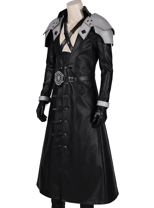 Final Fantasy VII Remake Sephiroth Black Windbreaker Suit Halloween Cosplay Costume Windbreaker And Shoulder Guards And Wrist Guards
