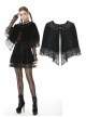 Velvet Splicing Lace Gothic Court Embroidered Lapel Black Cape