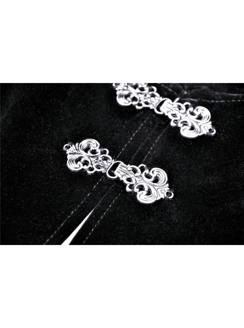 Velvet Splicing Lace Gothic Court Embroidered Lapel Black Cape