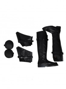 Final Fantasy VII Remake Sephiroth Black Windbreaker Suit Halloween Cosplay Accessories Black Boots And Knee Guards And Leg Guards