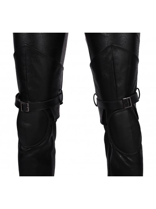 Final Fantasy VII Remake Sephiroth Black Windbreaker Suit Halloween Cosplay Accessories Black Boots And Knee Guards And Leg Guards