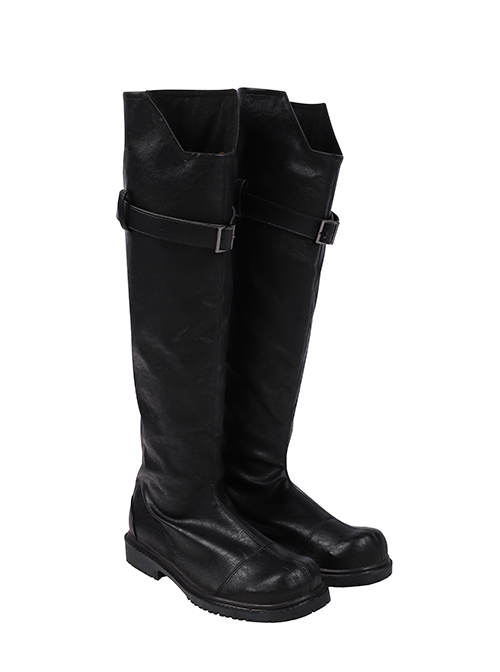 Final Fantasy VII Remake Sephiroth Black Windbreaker Suit Halloween Cosplay Accessories Black Boots And Knee Guards And Leg Guards