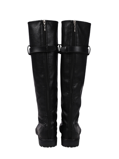 Final Fantasy VII Remake Sephiroth Black Windbreaker Suit Halloween Cosplay Accessories Black Boots And Knee Guards And Leg Guards