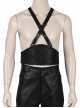 Final Fantasy VII Remake Sephiroth Black Windbreaker Suit Halloween Cosplay Accessories Black Belt And Back Straps Components