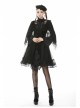 Gothic Black Embroidery Lace Stand Collar Buttons Sexy Short Cape