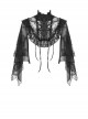 Gothic Black Embroidery Lace Stand Collar Buttons Sexy Short Cape