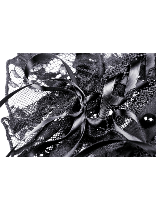 Gothic Black Embroidery Lace Stand Collar Buttons Sexy Short Cape