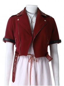 Crisis Core Final Fantasy VII Aerith Gainsborough New Version Halloween Cosplay Costume Red Jacket