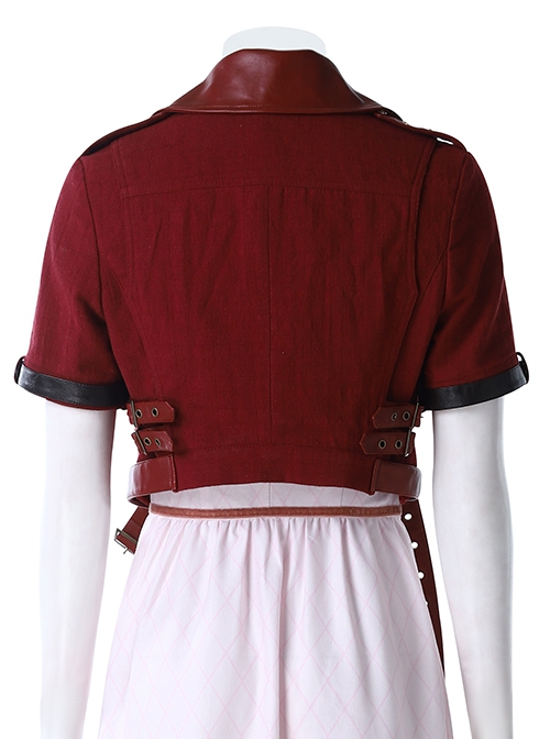 Crisis Core Final Fantasy VII Aerith Gainsborough New Version Halloween Cosplay Costume Red Jacket