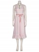 Final Fantasy VII Remake Aerith Gainsborough Halloween Cosplay Costume Dress And Necklace And Bowknot Hair Clip