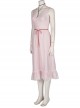 Final Fantasy VII Remake Aerith Gainsborough Halloween Cosplay Costume Dress And Necklace And Bowknot Hair Clip