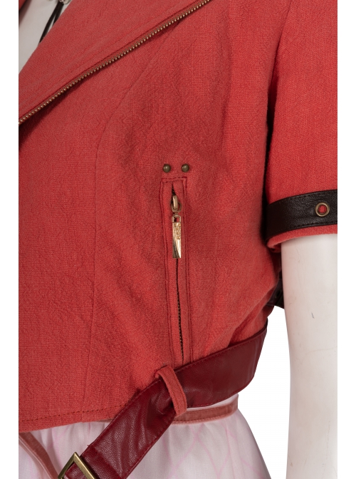 Final Fantasy VII Remake Aerith Gainsborough Halloween Cosplay Costume Red Jacket