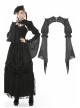 Black Shiny Fabric Puff Long Sleeve Gothic Shoulder Cape