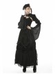 Black Shiny Fabric Puff Long Sleeve Gothic Shoulder Cape