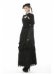 Black Shiny Fabric Puff Long Sleeve Gothic Shoulder Cape