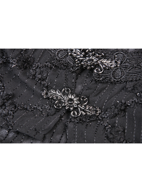 Black Shiny Fabric Puff Long Sleeve Gothic Shoulder Cape