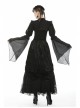 Black Shiny Fabric Puff Long Sleeve Gothic Shoulder Cape