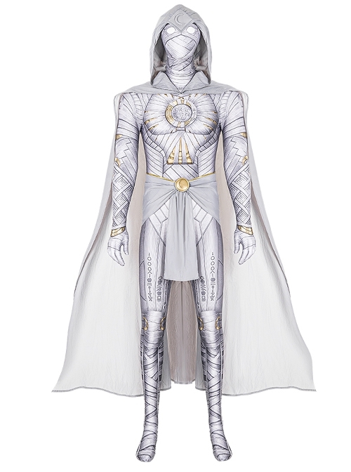 TV Drama Moon Knight Marc Spector White Bodysuit Suit Halloween Cosplay Costume Set