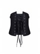 Black Frill Gothic Four Buttons Tying Rope Corset