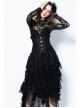 Black Frill Gothic Four Buttons Tying Rope Corset
